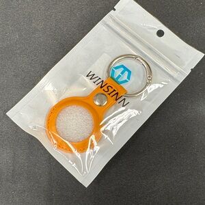 Winsinn leather case for AirTag dual yellow Keychain Holder